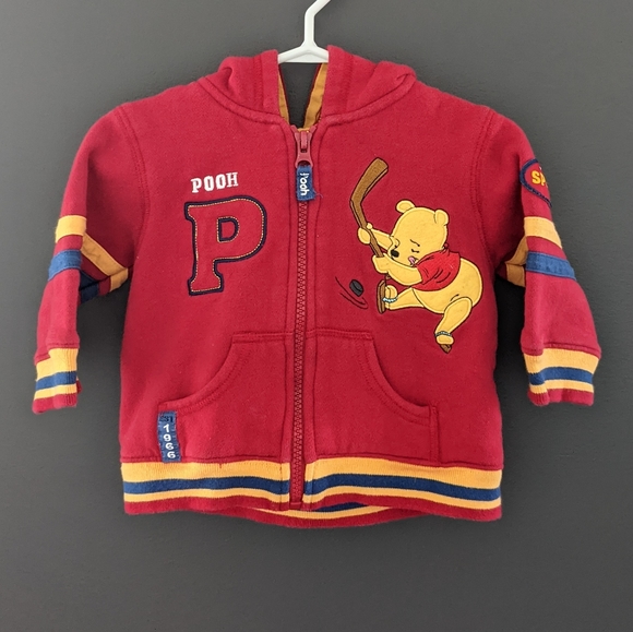 Disney Winnie the Pooh hockey red zip up hoodie